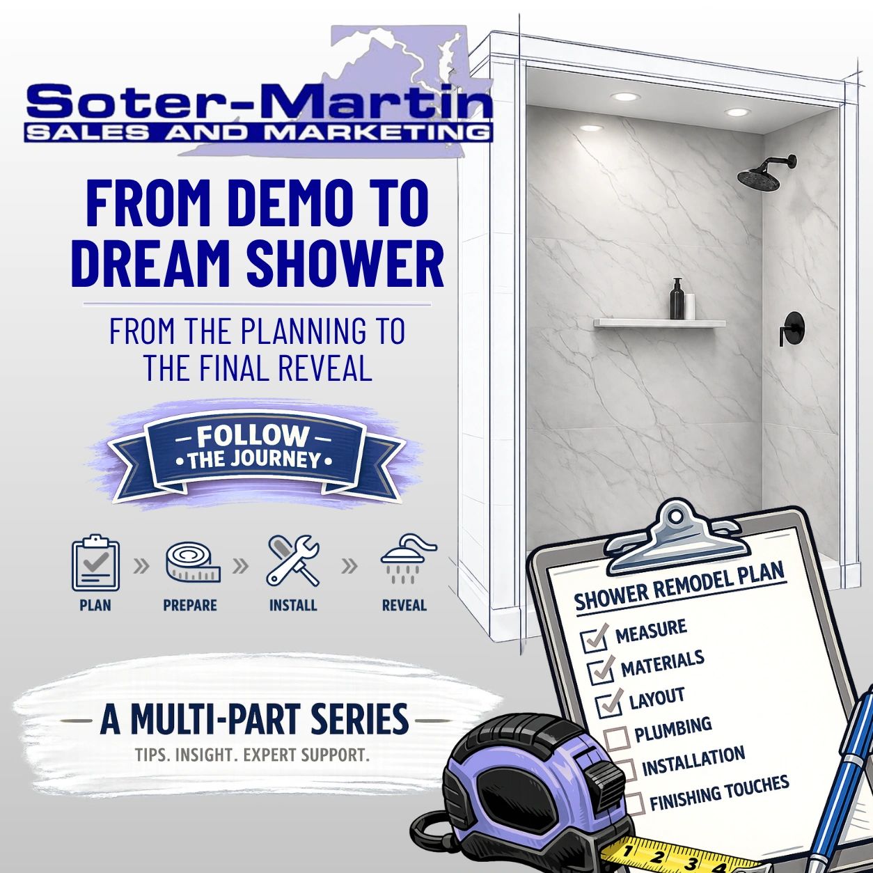 Soter-Martin's shower remodel journey from planning to reveal.