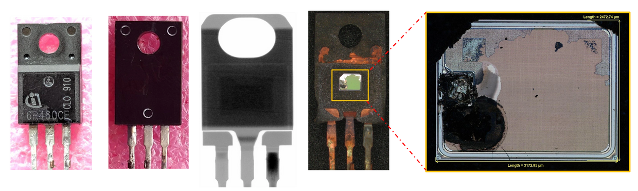 Case study of MOSFET IC decapsulation failed from EOS