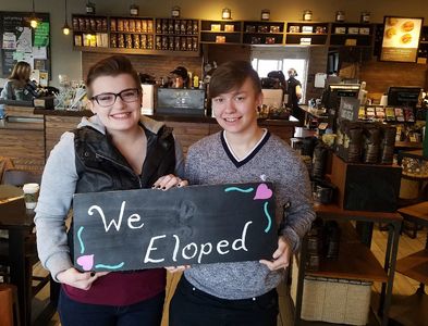 Couple eloping in coffee shop in PA, PA Elopement, Where to elope in PA, How to elope in PA