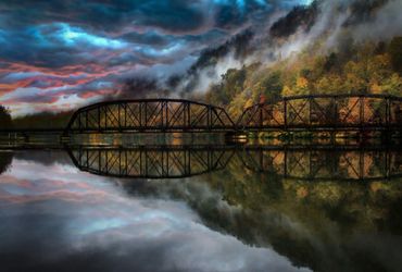 A stormy sunset over Hawk's Nest Lake.