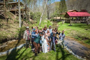 The bride and groom and their family.