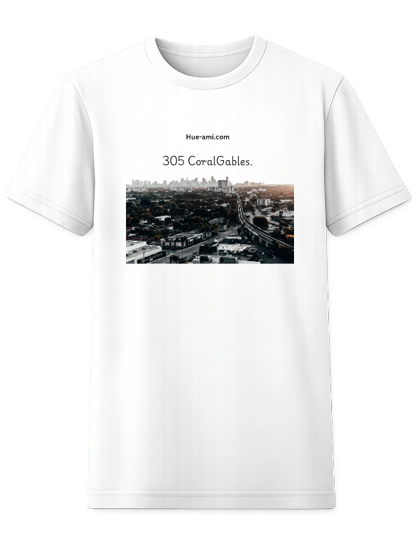 White T-shirt with Miami cityscape and text.