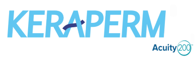 Logo of Keraperm featuring a stylized blue design and a small globe.