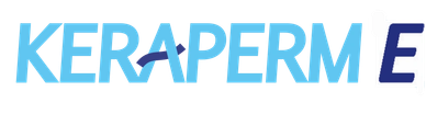 Logo with text 'KERAPERM' in blue and purple hues.