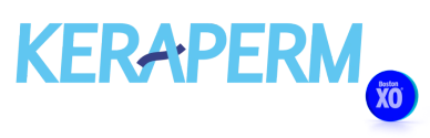 Logo of Keraperm with a blue and purple color scheme.