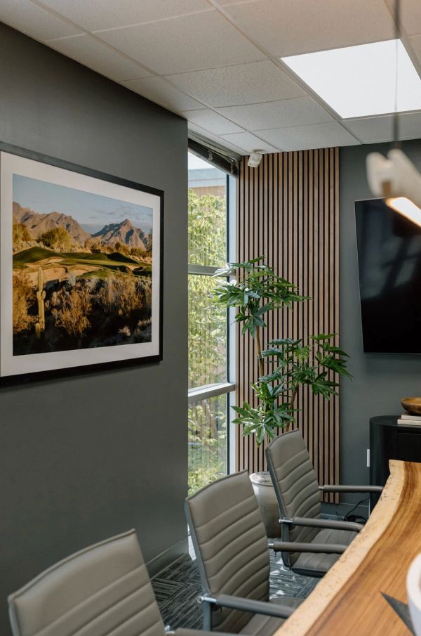 Office space reeded wall accent