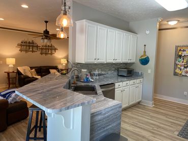 Panama City rental home fully equipped kitchen amenities; microwave, air fryer, toaster oven, coffee