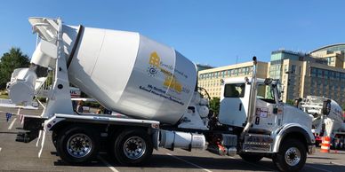mixer truck, concrete,  how ready mix concrete is made,  concrete vs. cement.
concrete basic facts