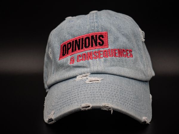 Opinions & Consequences demin hot pink hat
