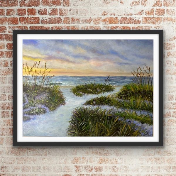 Beach landscape painting in oil for a client