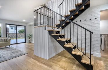 Newly installed switchback staircase