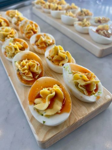 Crowd favorite!  Chili Lime Thyme deviled eggs by chef Shieya of The Kookery Los Angeles.