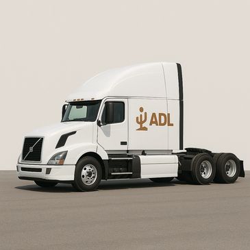 Truck with American Desert Logistics logo, ADL