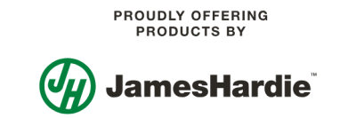 Logo of James Hardie with a green emblem and black text.