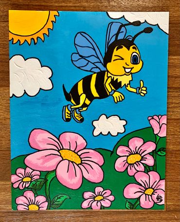 "Bee Happy Doing What You Love" 11 x 14, Acrylic on Canvas