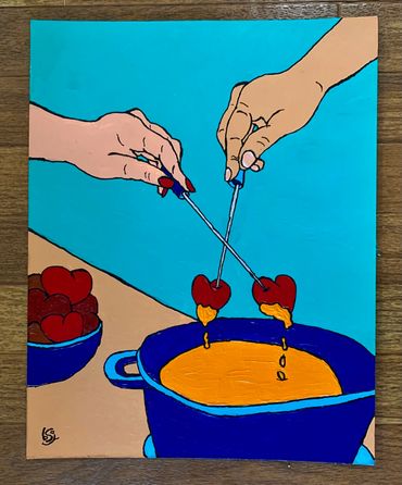 "Fondue My Heart" 11 x 14, Acrylic on Canvas