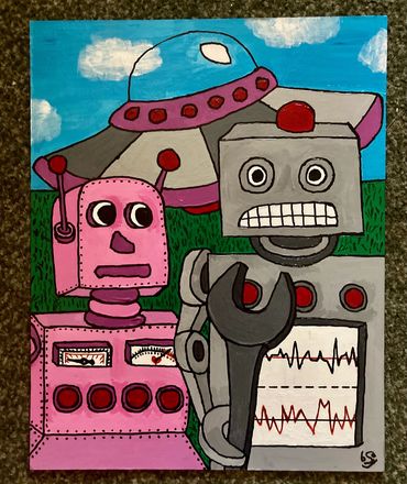 "Robot Gothic" 11 x 14, Acrylic on Canvas
