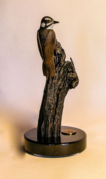 Downy Woodpecker Wildlife Sculpture