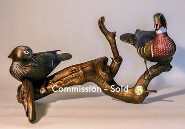 Wood Duck Pair Sculpture
