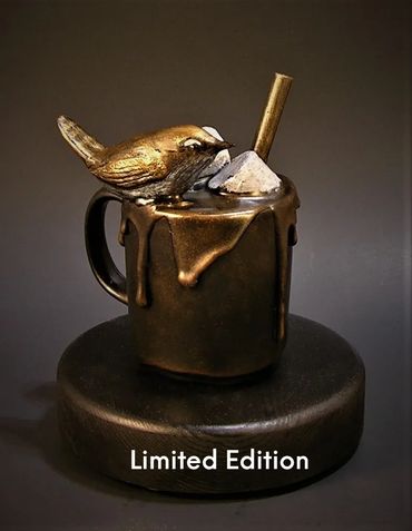 Winter Wren and Cocoa Wildlife Sculpture