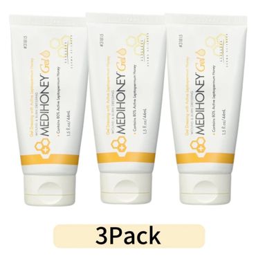 Three tubes of Medihoney Gel wound and burn dressing, 3-pack.
