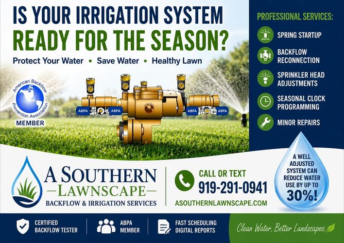 Irrigation system seasonal services offered by A Southern Lawnscape.