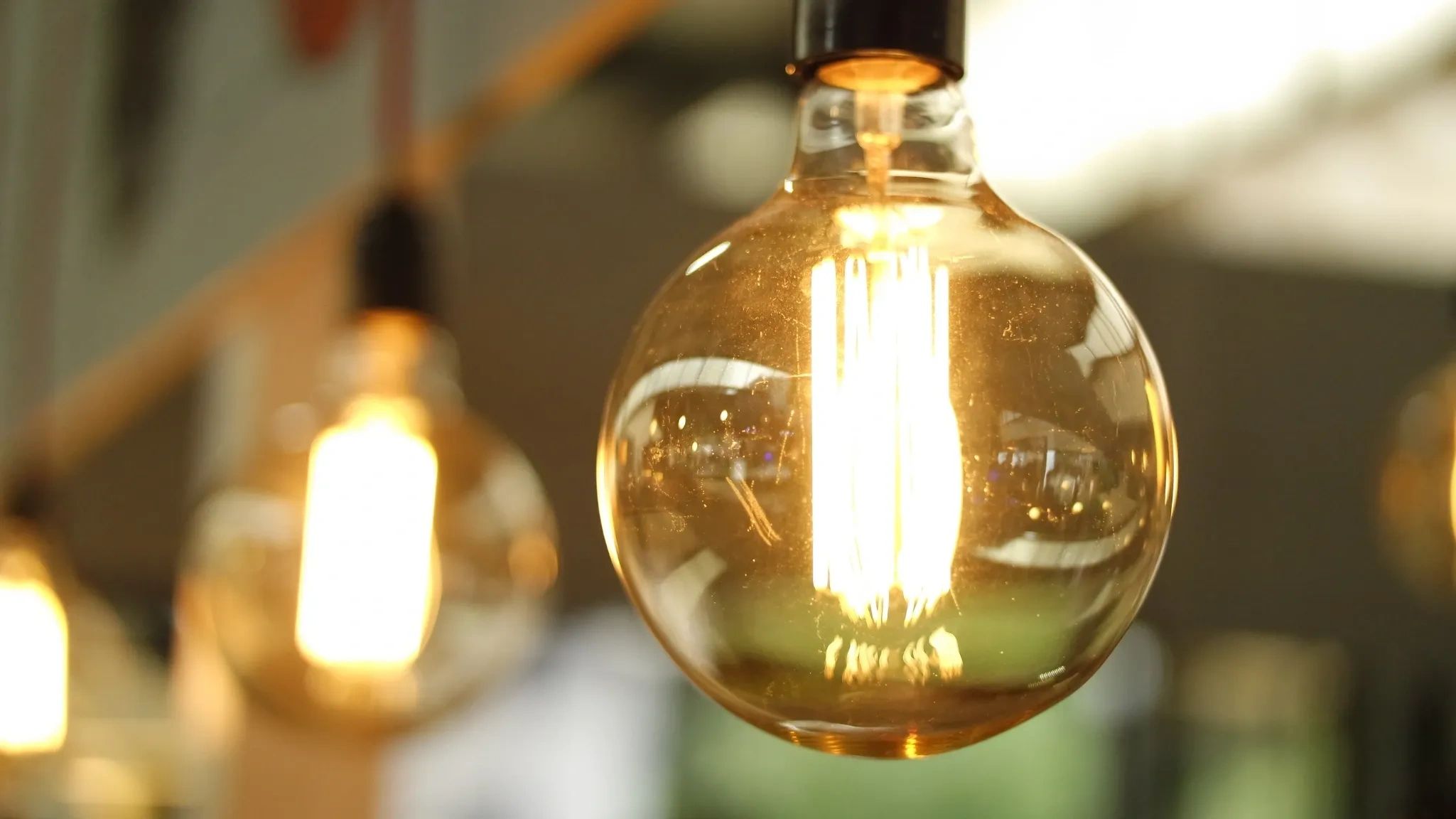 Close-up of a glowing light bulb.