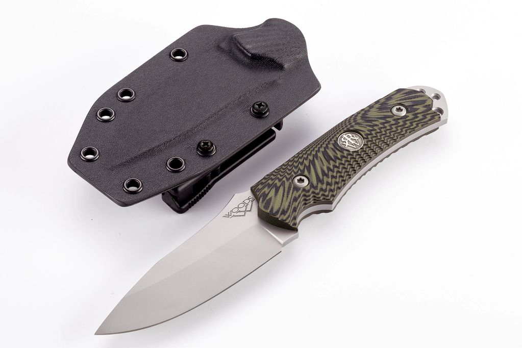 Custom made Knife G10 OD Green and Black Kydex sheath 