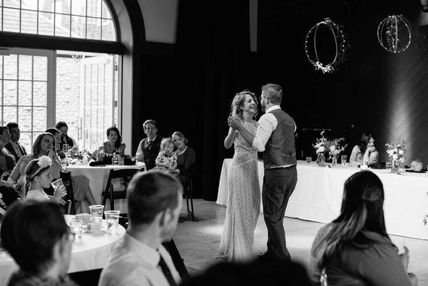 One of my wedding couples dancing in closed position for their first dance.