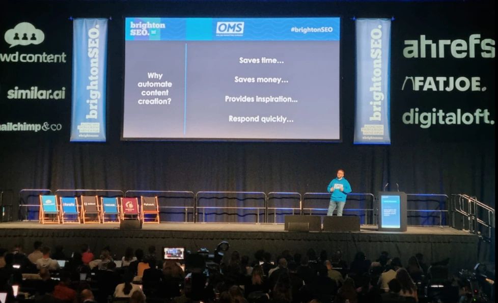 Andy Timmins of OMS speaking at BrightonSEO Andy Timmins of OMS speaking at BrightonSEO