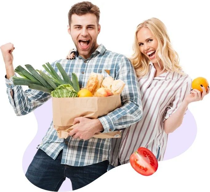 Two People holding groceries