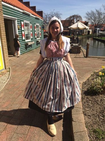 Lady in traditional Middleburg costume at Dutch Village, Holland, MI