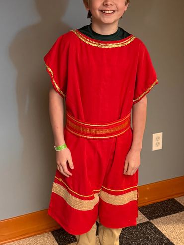 Easter church program rental costume - Roman boy, red tunic and belt with gold trim