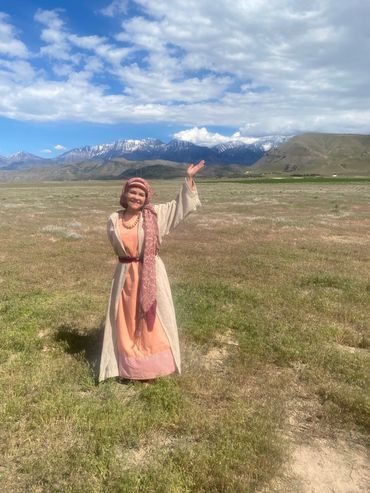 Biblical/Hebrew woman in costume, on site for filming "The Chosen", season six