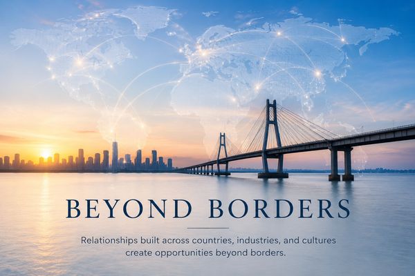A bridge at sunset symbolizing global connections beyond borders.