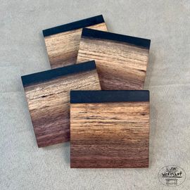 Toronto charity SickKids kids home decor live edge lumber Epoxy walnut olive carpentry coaster sets