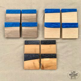 Toronto charity SickKids kids home decor live edge lumber Epoxy walnut olive carpentry coaster sets
