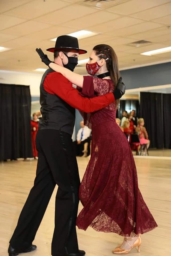 Dan and his dance instructor, Anne Henry , doing a tango showcase number.