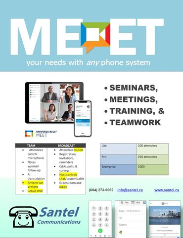 Univerge Blue's "Meet" can be subscribed to separately.