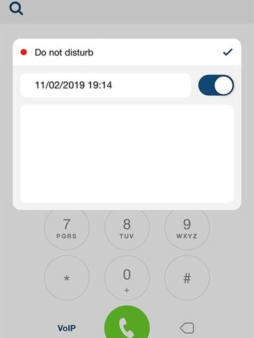 Screenshot of Wildix app do not disturb setting