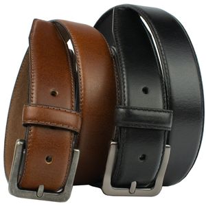 Two Nickel Free Belts. One Black leather and one brown leather belt.