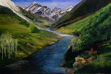 Mountain dream spot with elk