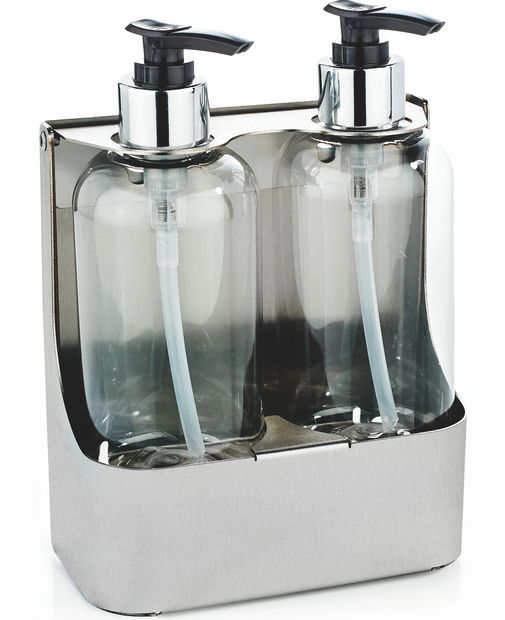 Stainless steel washroom 2 bottle soap dispenser holder PL04MBS