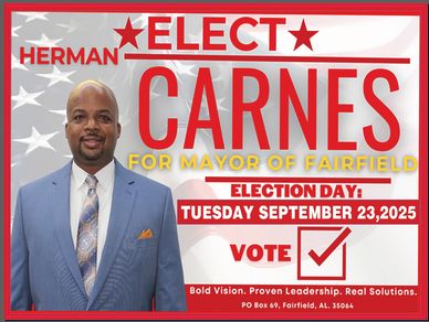 Campaign poster for Herman Carnes running for mayor of Fairfield.