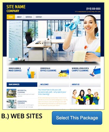 Website template for a cleaning company featuring services and contact information.