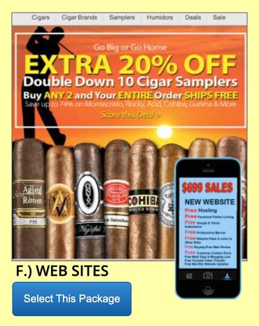 Cigar sampler deal with extra 20% off and free shipping, plus website sales package offer.