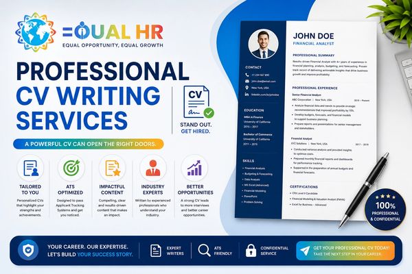 Professional CV writing services by Equal HR for impactful, tailored resumes.