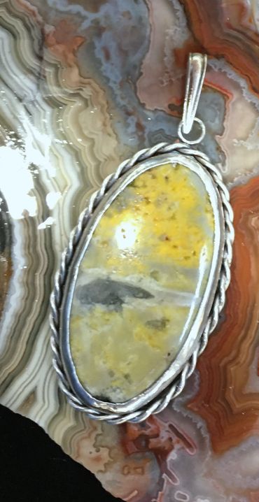 Bumble bee jasper in sterling silver pendant