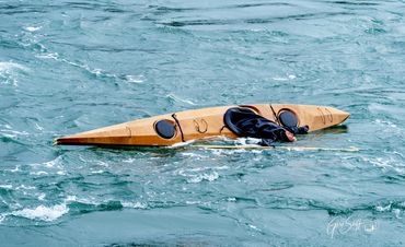 Balance brace in an Aleutian baidarka.