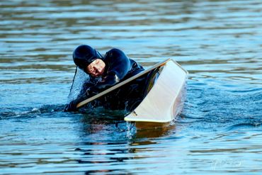 Rolling my friend Warren's hand built Greenland style rolling kayak.